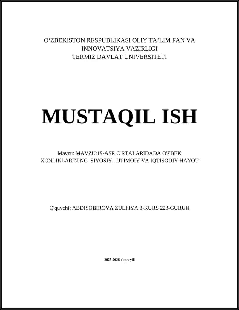 19-asr Buxoro xonligi siyosiy tuzilmasi