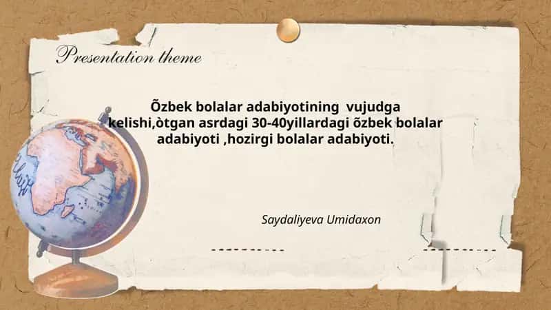 Oʻzbek bolalar adabiyotining vujudga kelishi