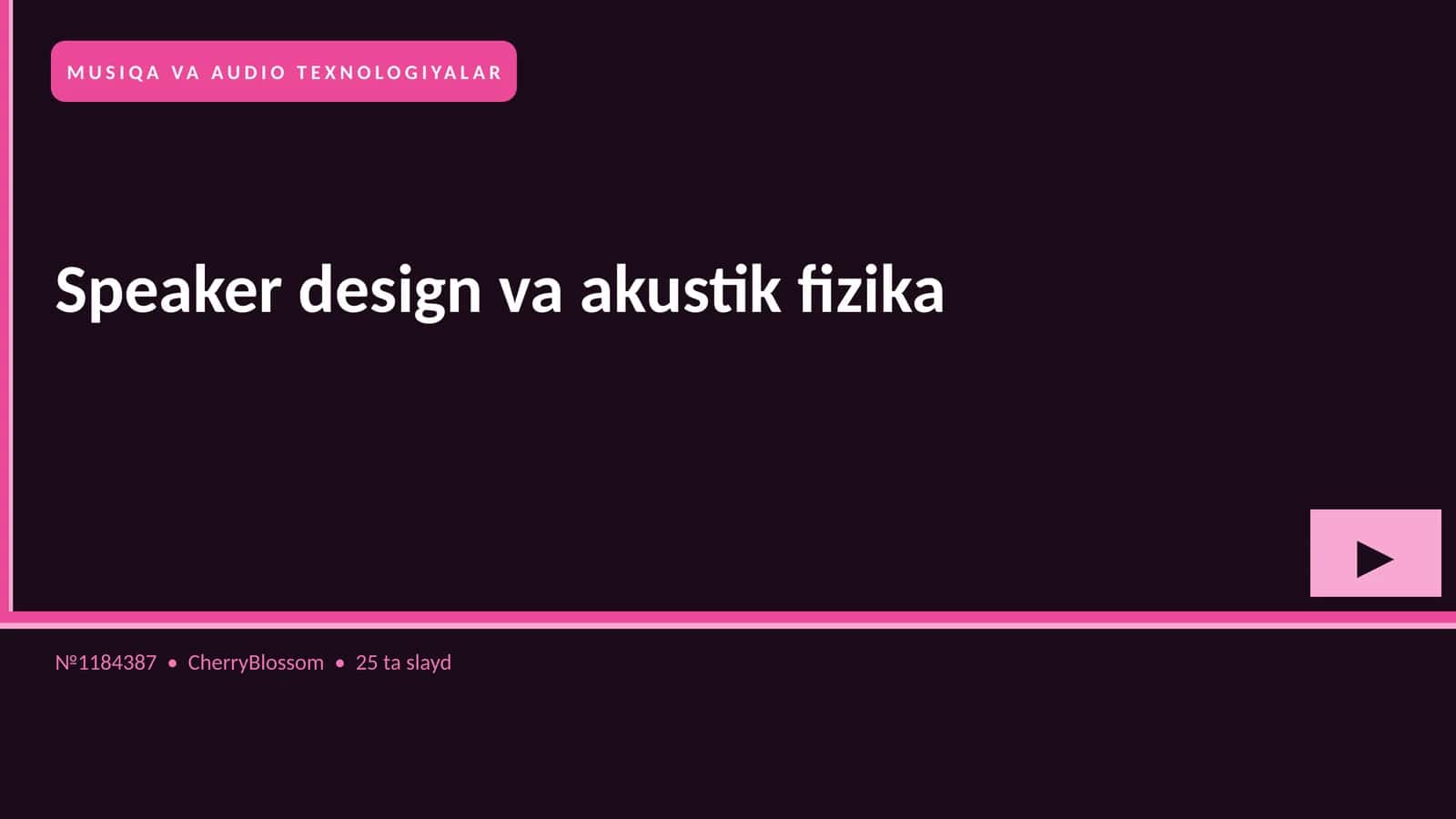 Speaker design va akustik fizika