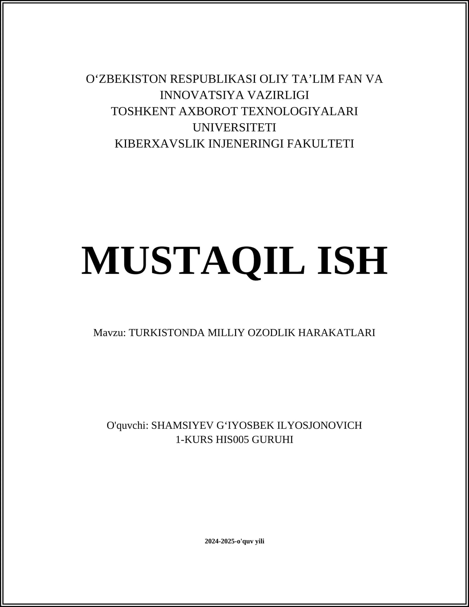 Turkistonda Milliy Ozodlik Harakatlari