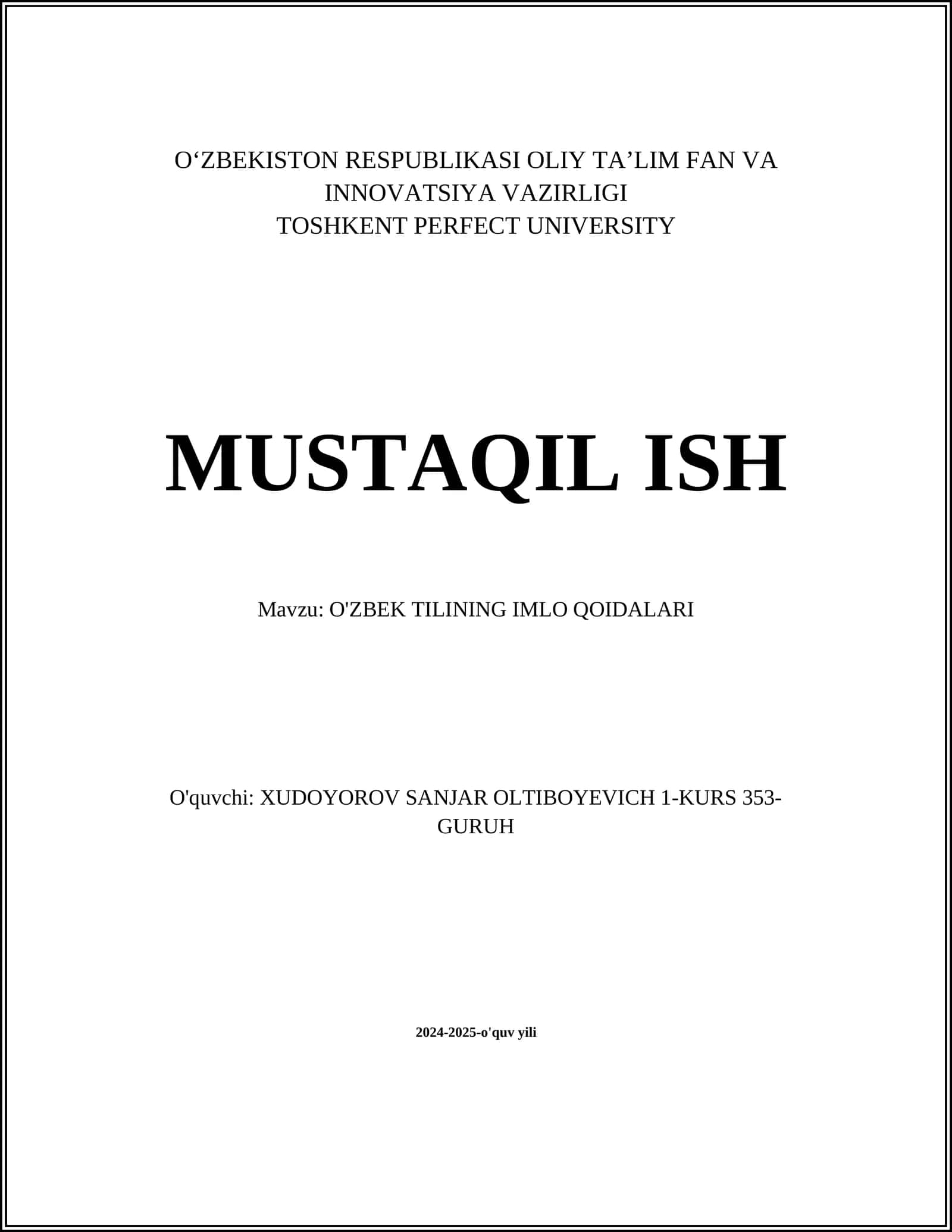 O'zbek tilining imlo qoidalari