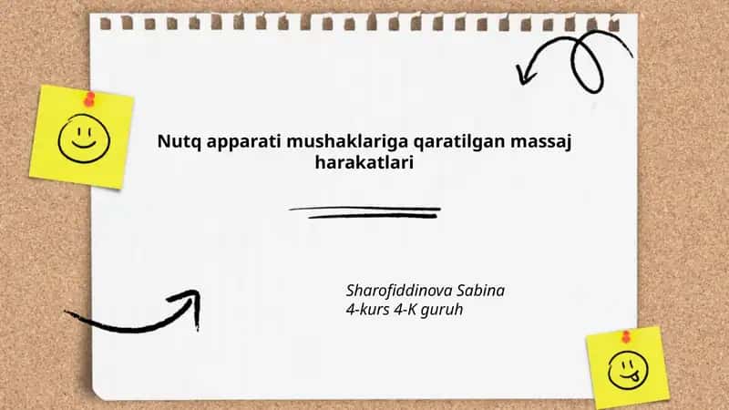 Nutq apparati mushaklariga qaratilgan massaj harakatlari