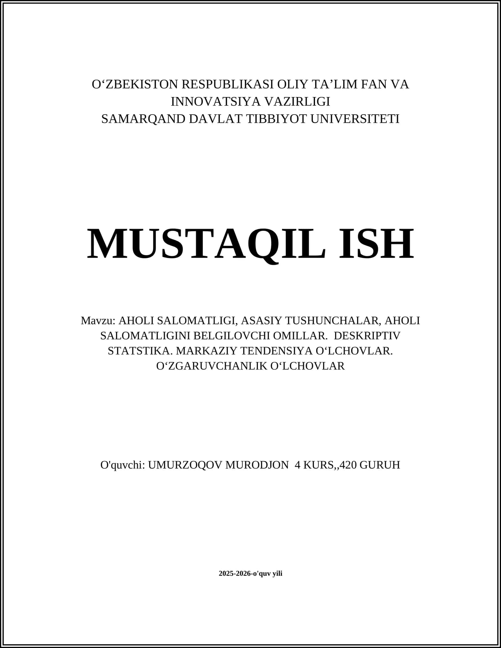 AHOLI SALOMATLIGI