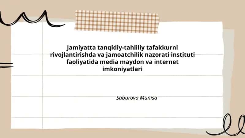Media maydon va internet orqali jamiyatda tanqidiy-tahliliy tafakkurni shakllantirish metodlari