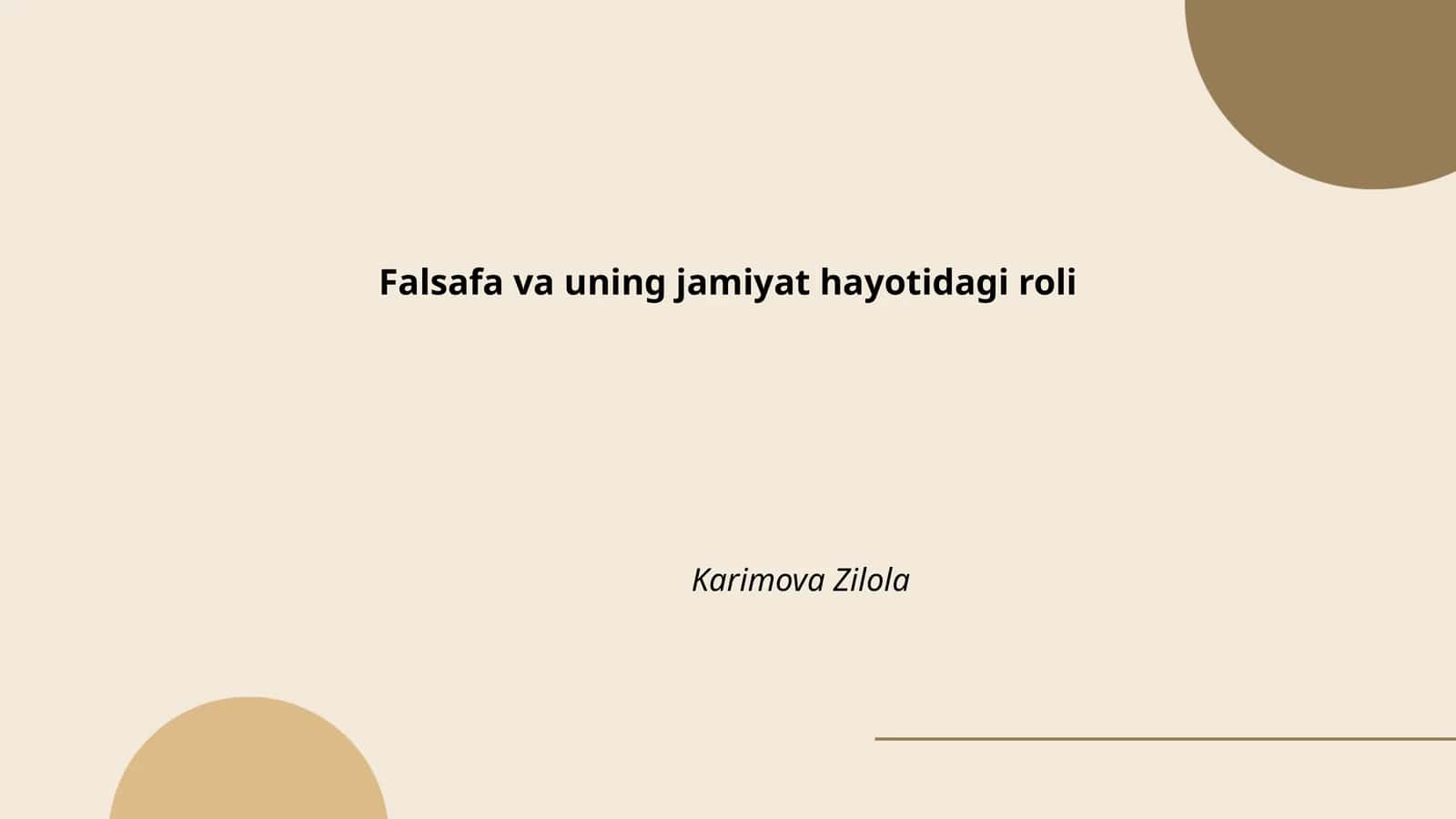 Falsafa va uning jamiyat hayotidagi roli