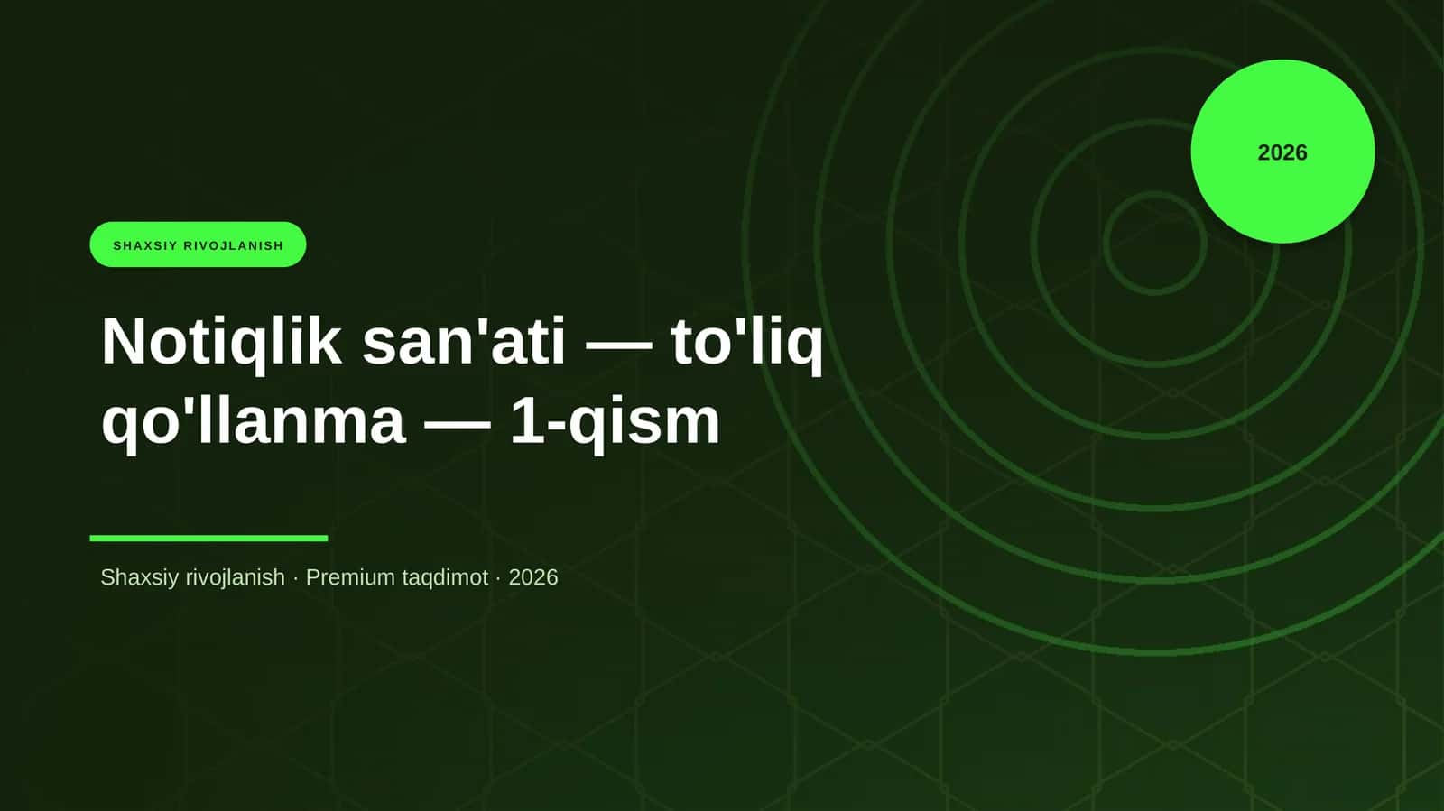 Notiqlik san'ati — to'liq qo'llanma — 1-qism
