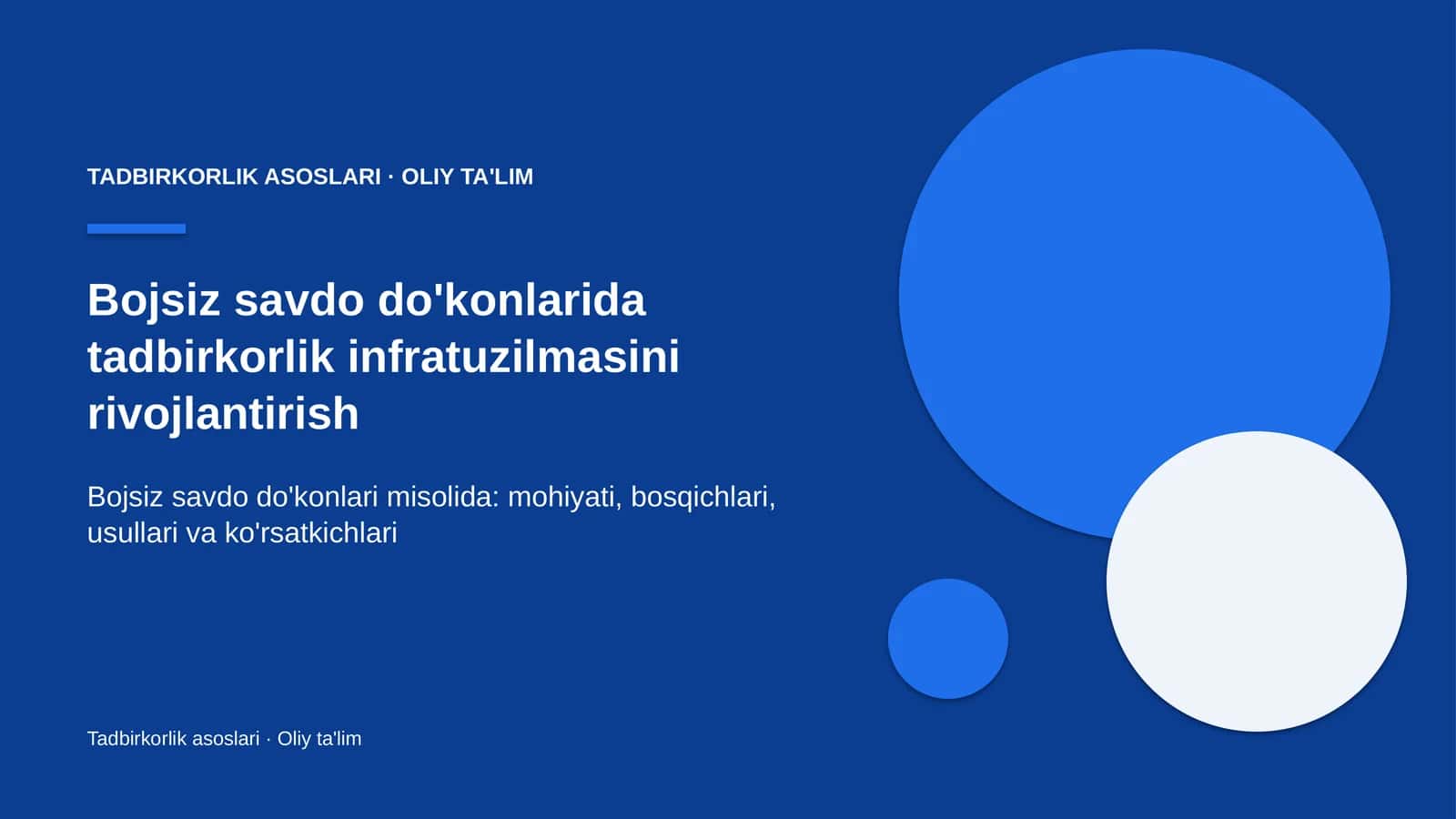 Tadbirkorlik asoslari · Oliy ta'lim