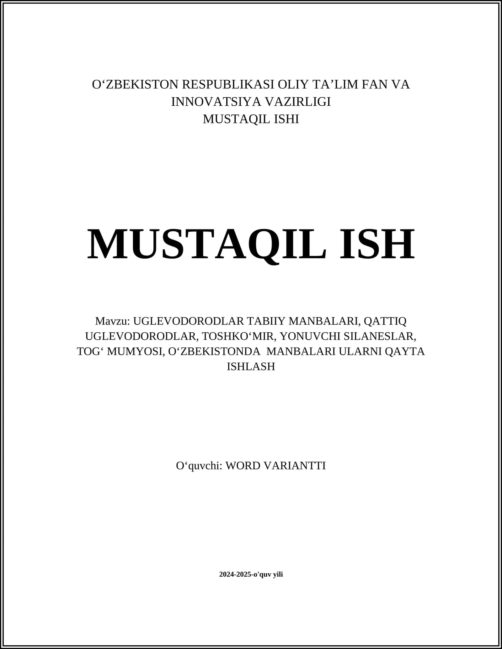 Uglevodorodlar tabiiy manbalari