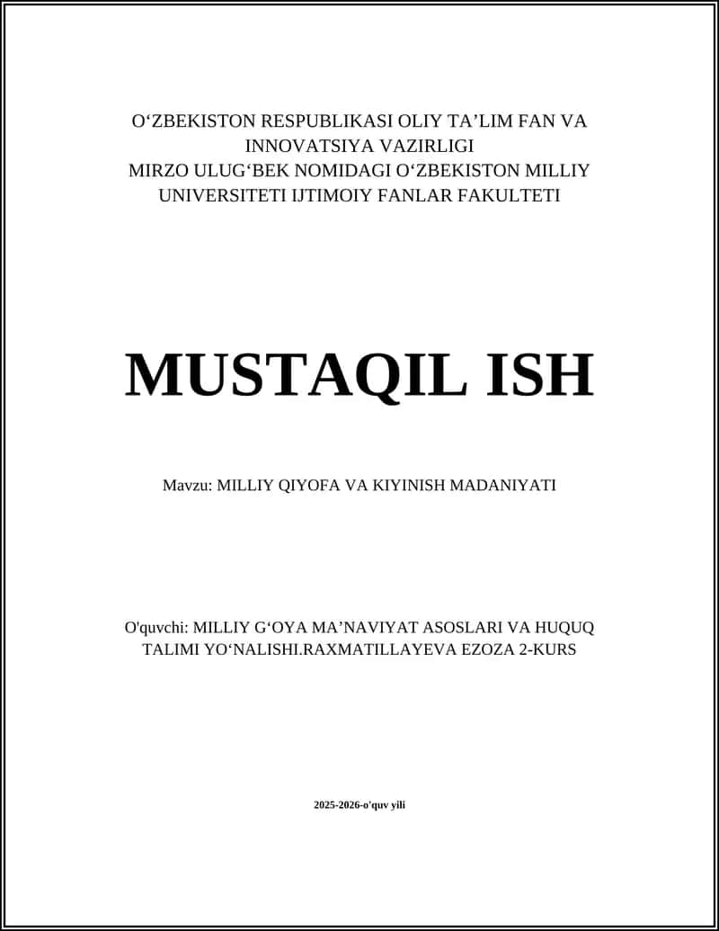 Milliy kiyimlar tarixi va kelib chiqishi
