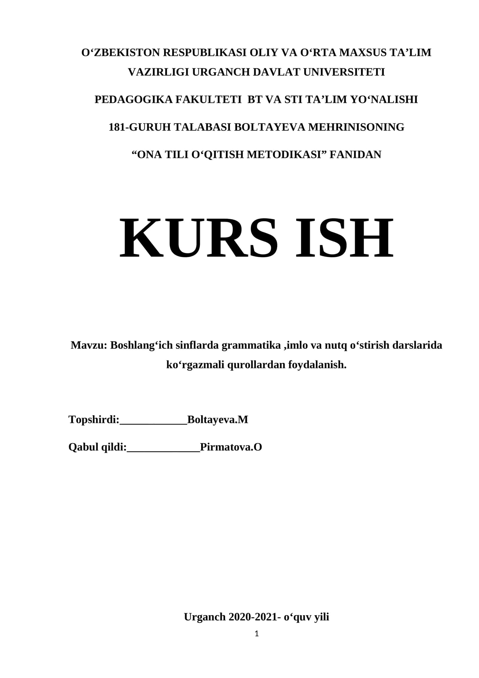 ONA TILI O‘QITISH METODIKASI