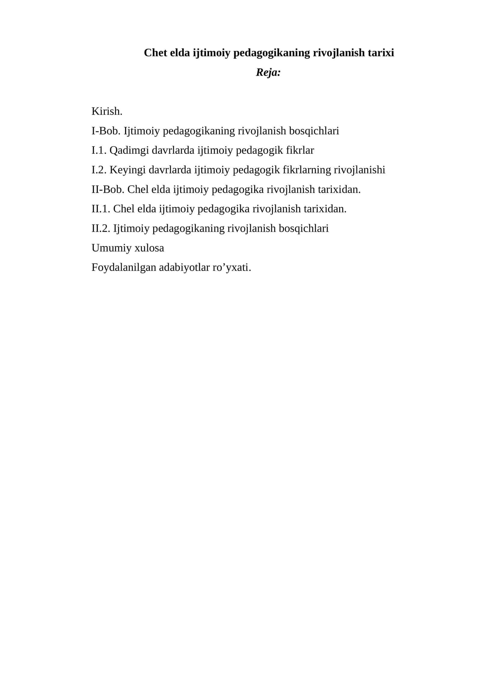 Chet elda ijtimoiy pedagogikaning rivojlanish tarixi