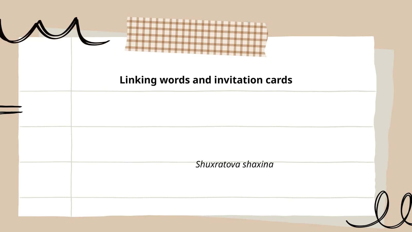 Linking words and invitation cards