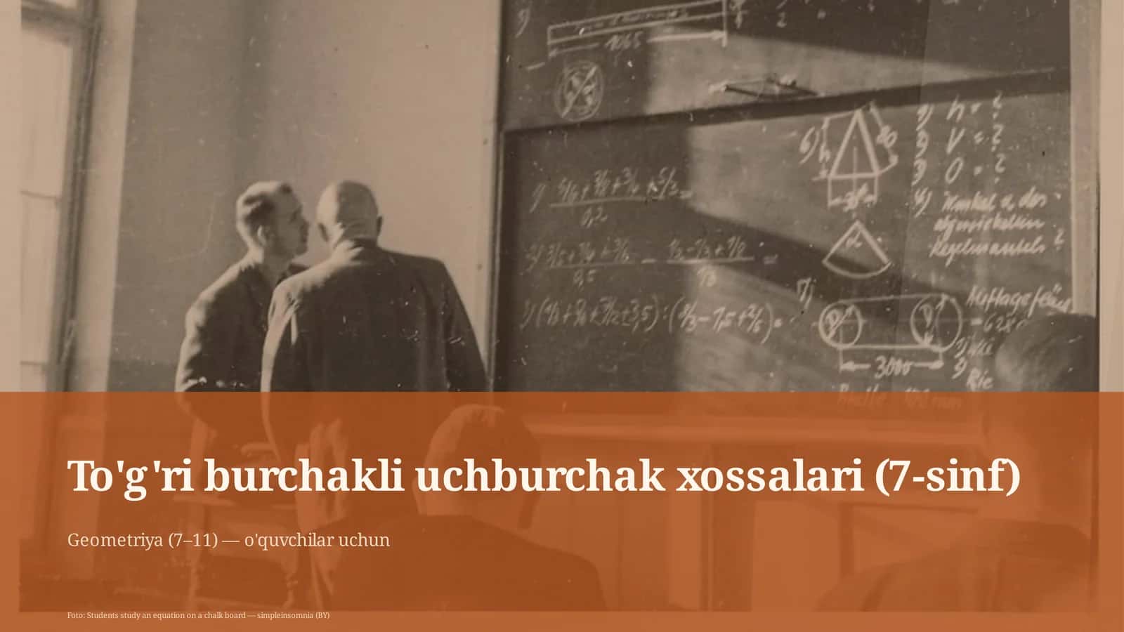 To'g'ri burchakli uchburchak xossalari (7-sinf)