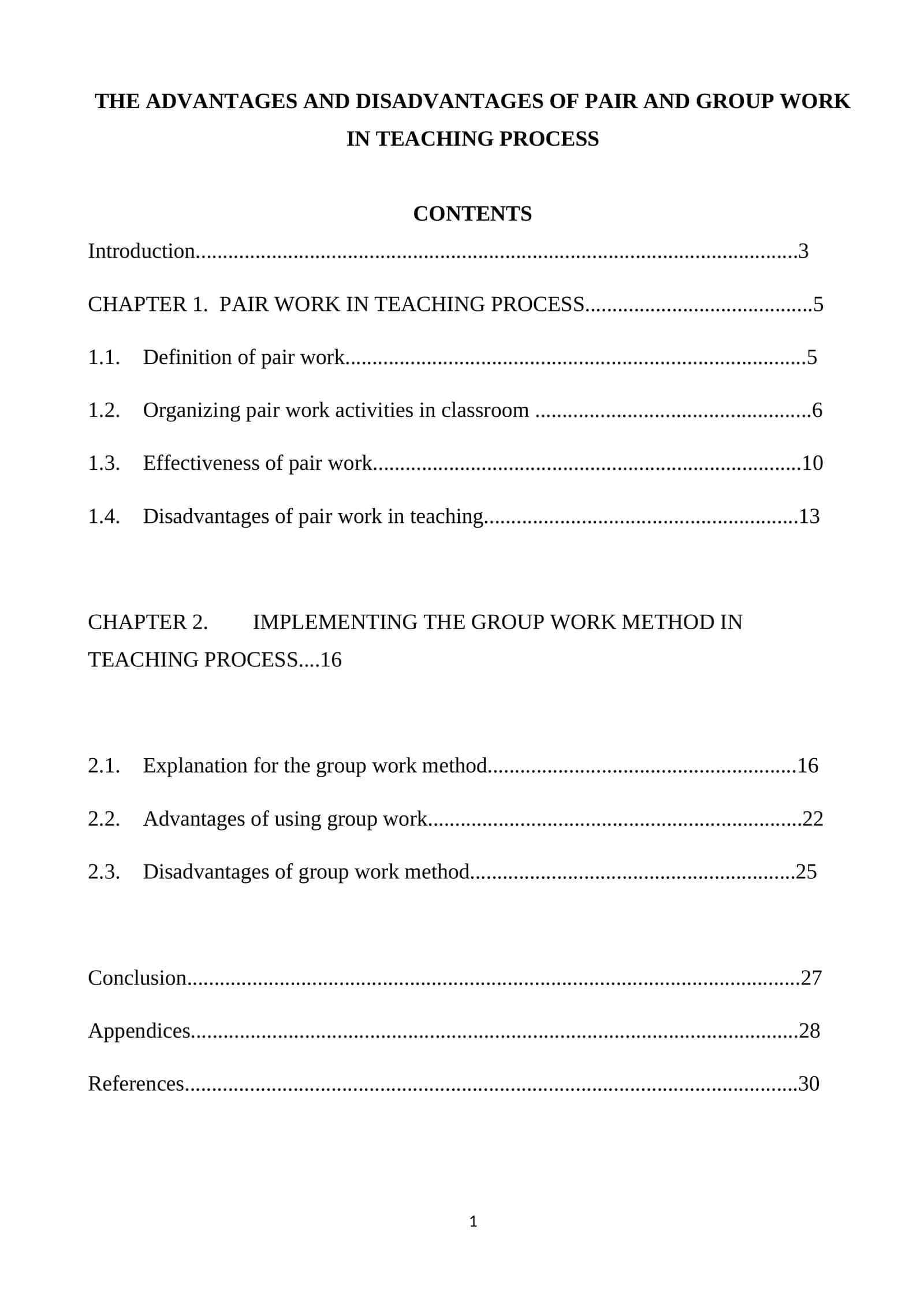 Advantages and Disadvantages of Pair and Group Work in Teaching Process