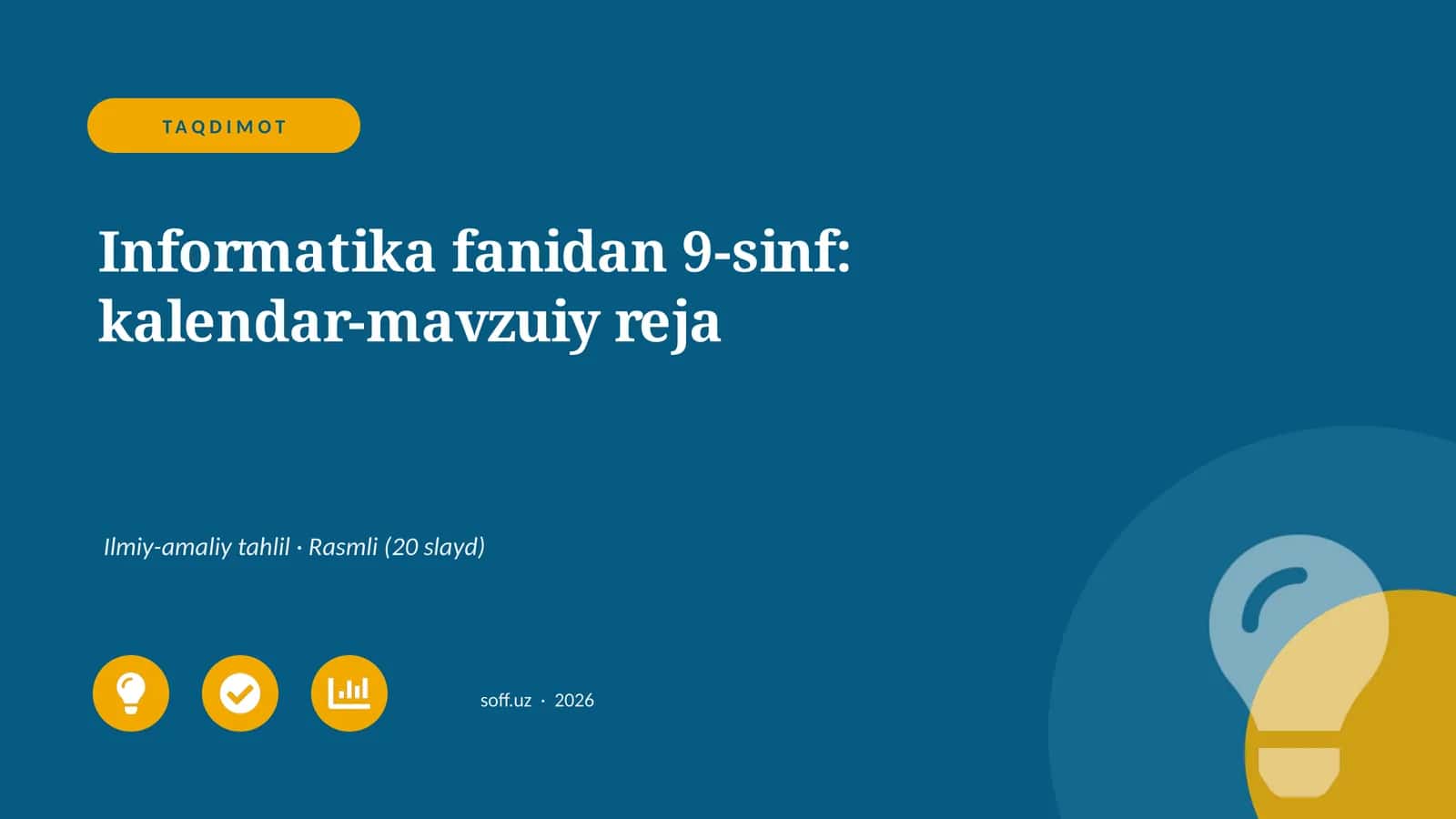Informatika fanidan 9-sinf: kalendar-mavzuiy reja