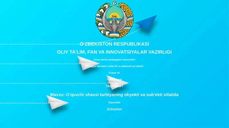 O'quvchi shaxsi tarbiyaning obyekti va sub'ekti sifatida