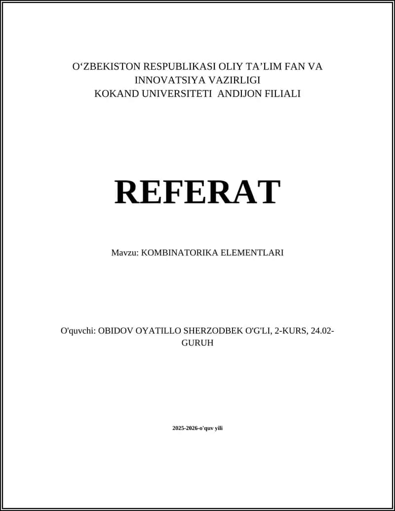KOMBINATORIKA ELEMENTLARI