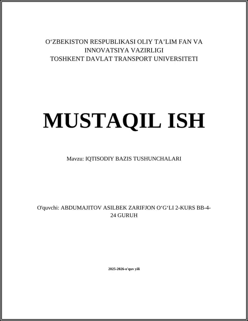 IQTISODIY BAZIS TUSHUNCHALARI