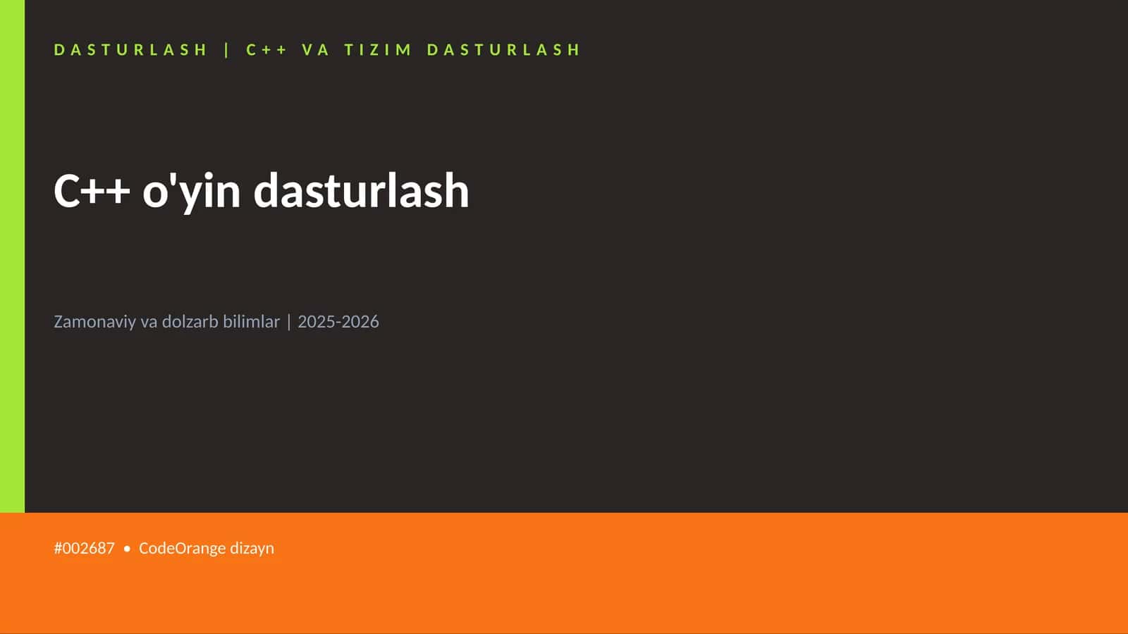 C++ o'yin dasturlash