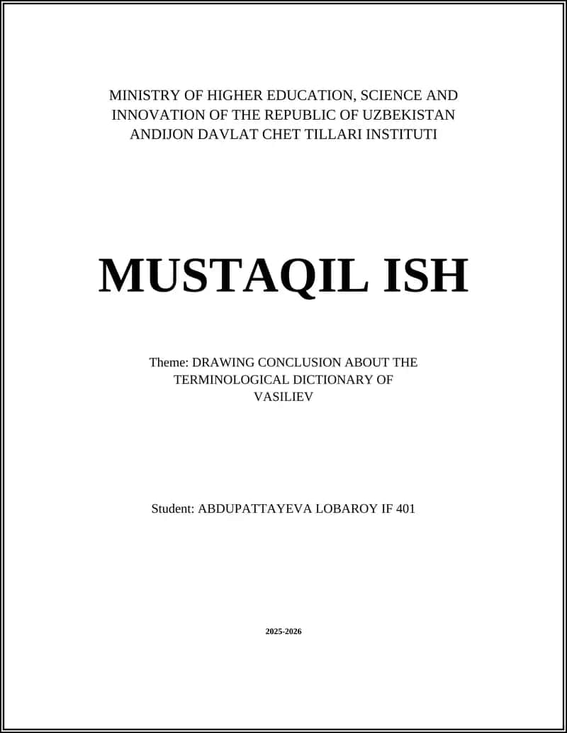Vasiliev's Terminological Dictionary