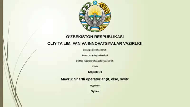 Shartli operatorlar (if, else, switch)