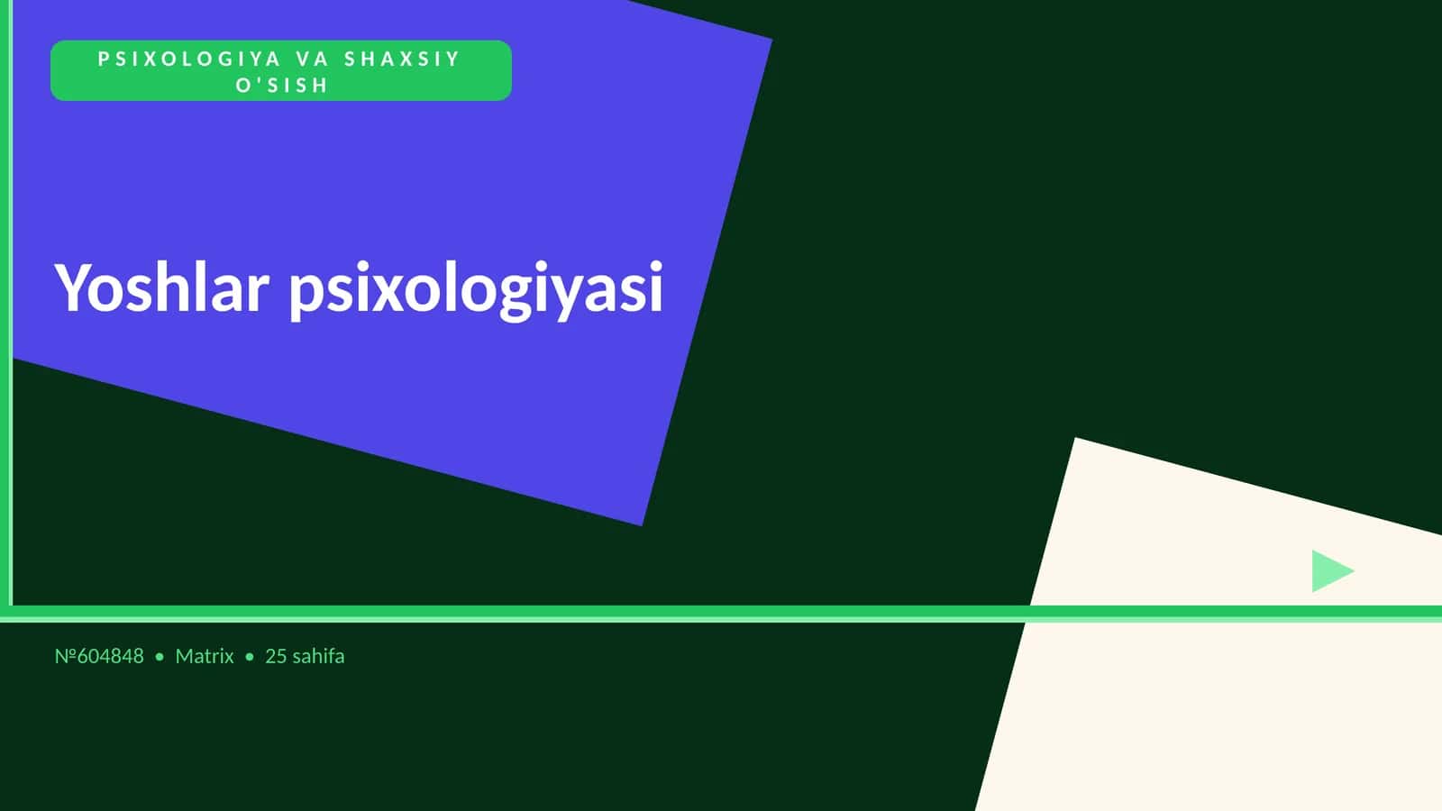 Yoshlar psixologiyasi