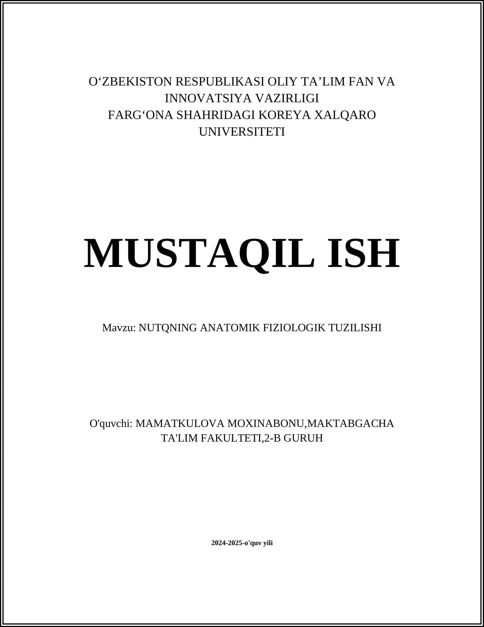 NUTQNING ANATOMIK FIZIOLOGIK TUZILISHI