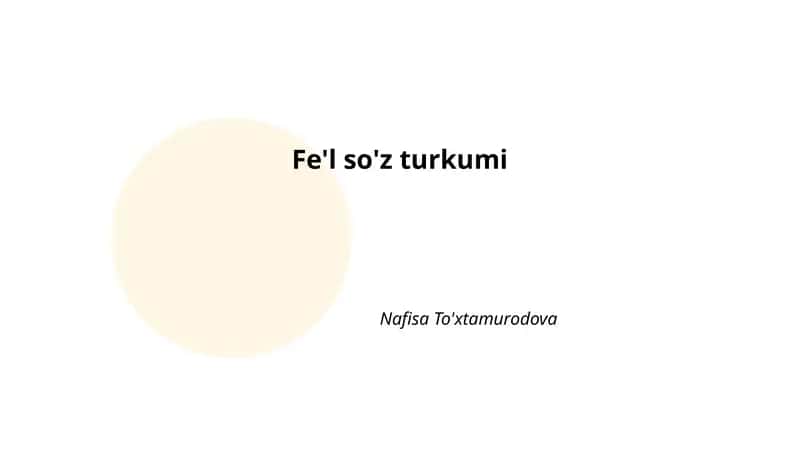 Fe'l so'z turkumi