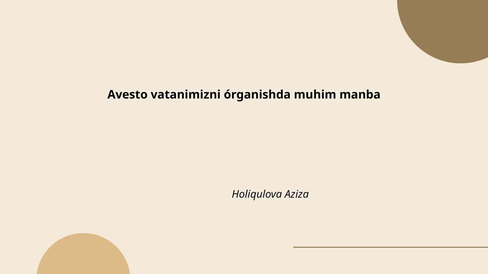 Avesto vatanimizni órganishda muhim manba