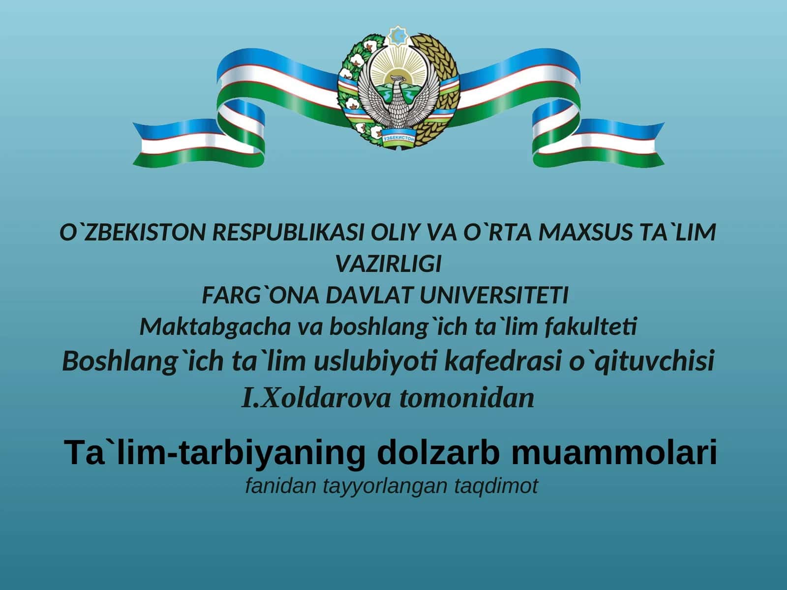 KREATIV TA’LIMDAN BOSHLANG‘ICH TA’LIM TIZIMIDA FOYDALANISH