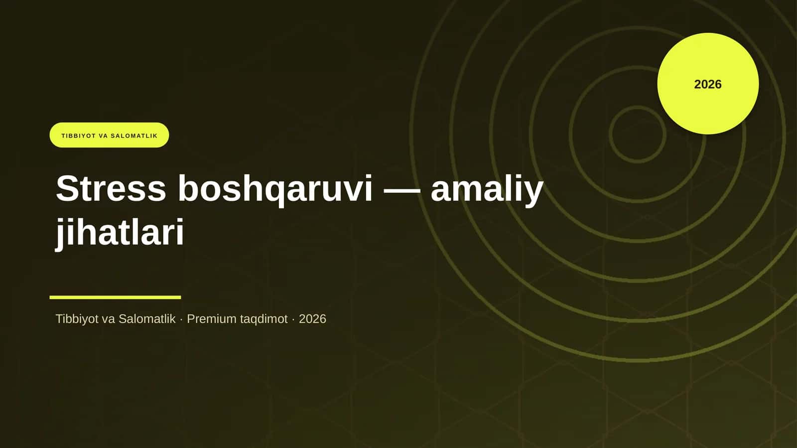 Stress boshqaruvi — amaliy jihatlari