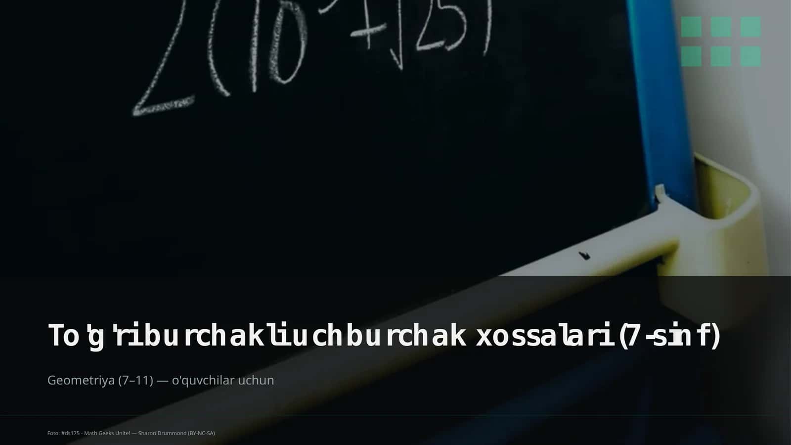 To'g'ri burchakli uchburchak xossalari (7-sinf)