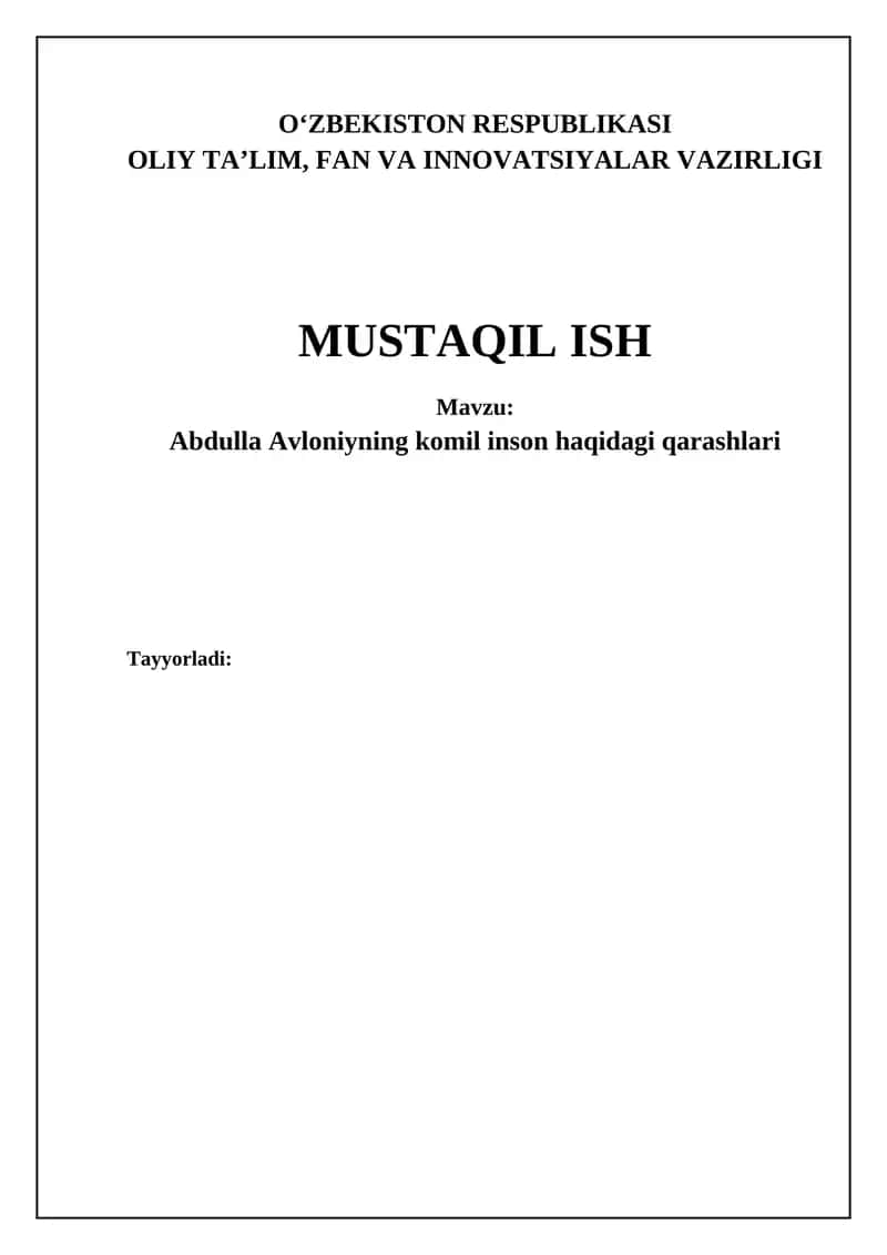 Komil inson tushunchasi va tarbiya
