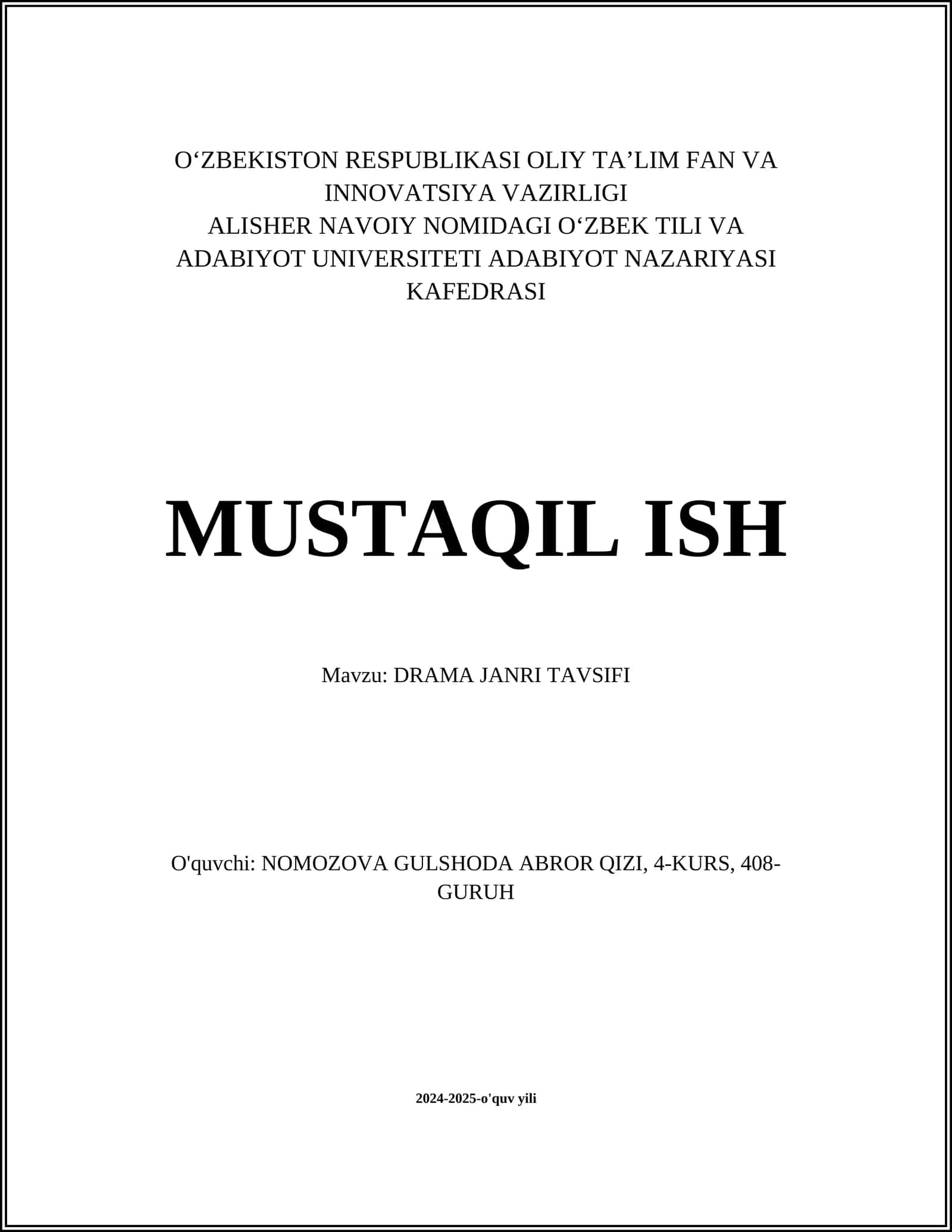 DRAMA JANRI TAVSIFI