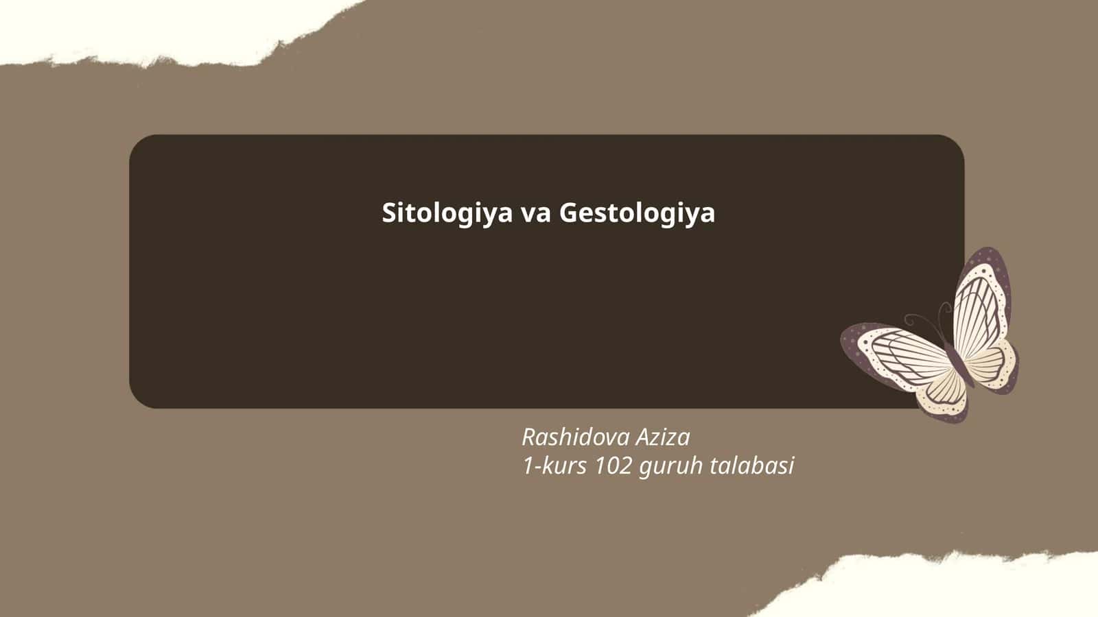 Sitologiya va Gestologiya