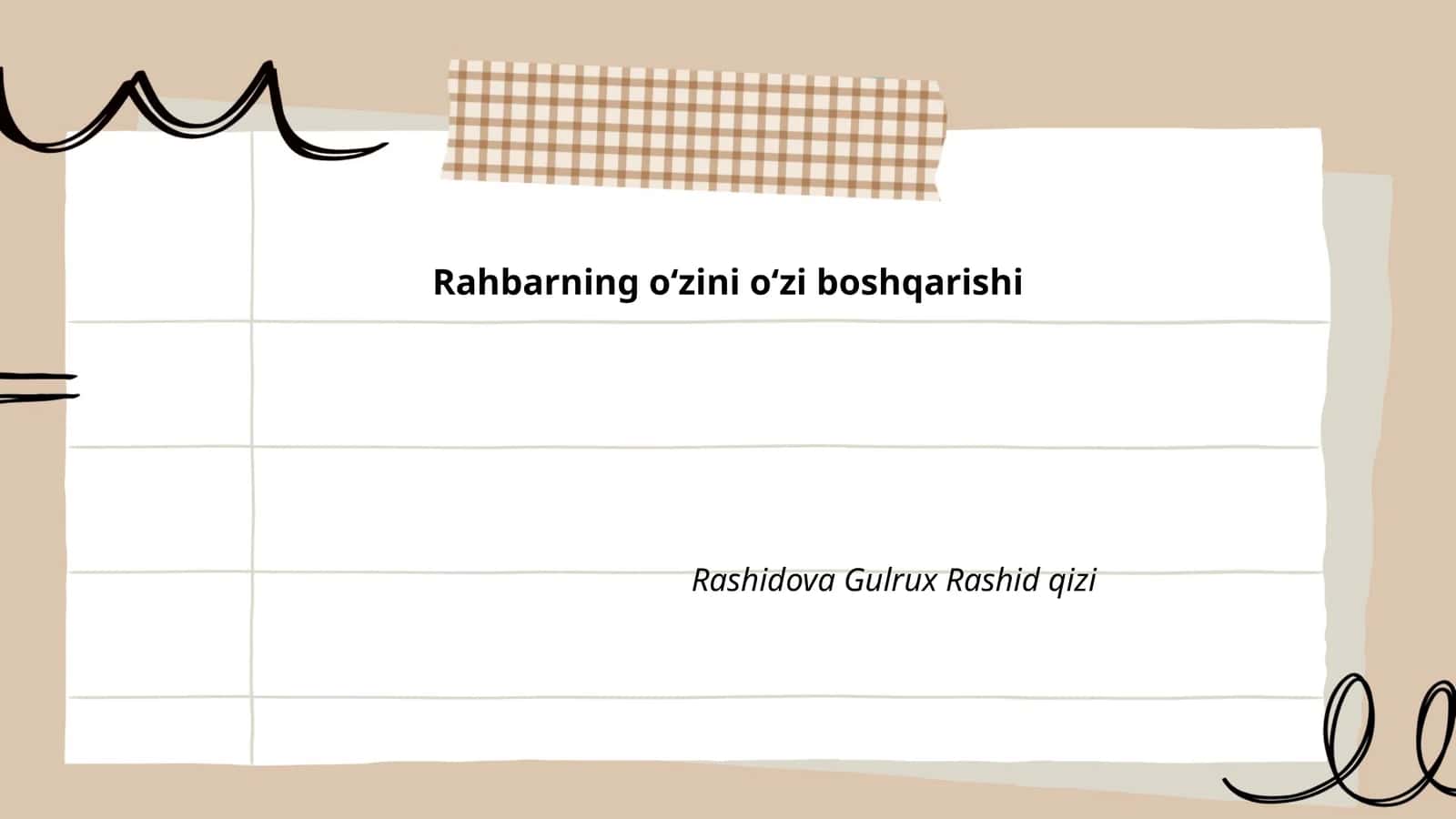 O‘zini o‘zi baholash va tahlil qilish