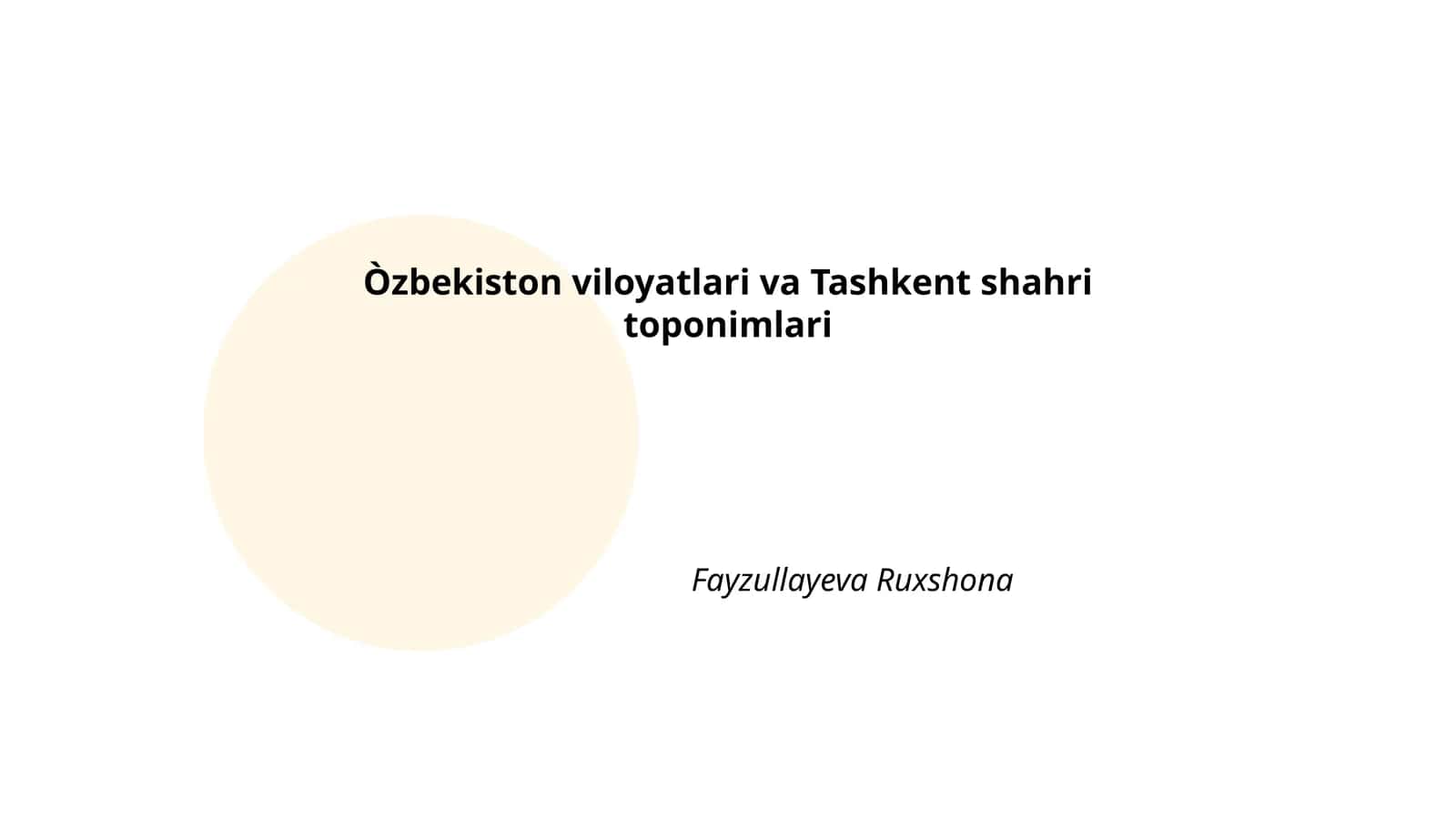 Toshkent shahrining toponimlari
