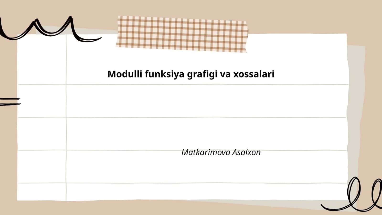 Modulli funksiya grafigi va xossalari