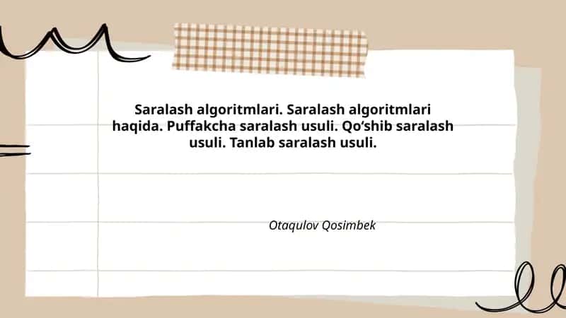 Puffakcha saralash (Bubble sort)