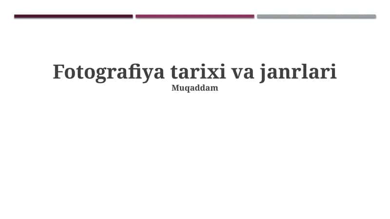 Fotografiya tarixi va janrlari
