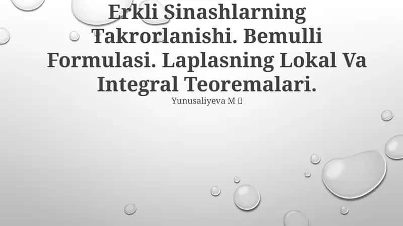 Erkli Sinashlarning Takrorlanishi