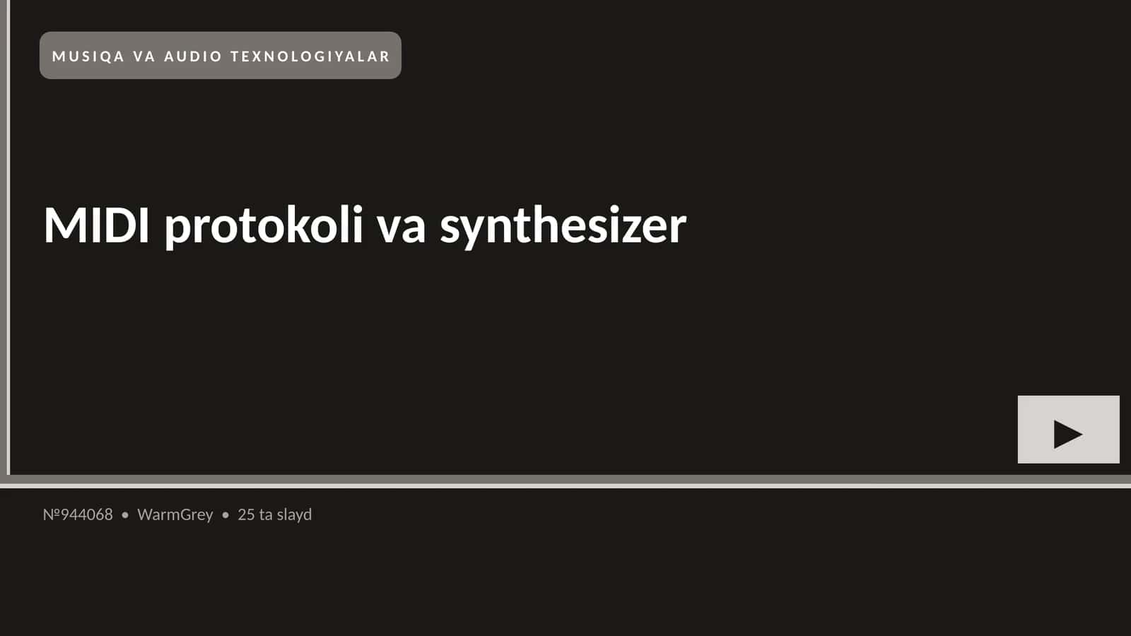 MUSIQA VA AUDIO TEXNOLOGIYALAR