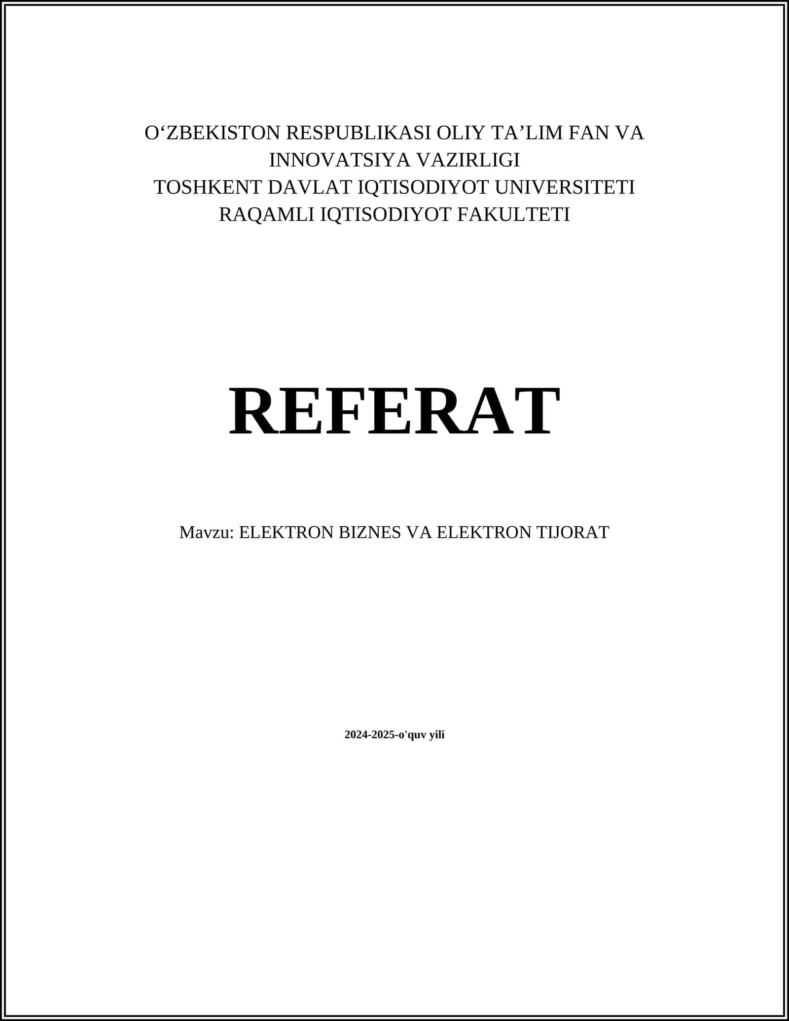 ELEKTRON BIZNES VA ELEKTRON TIJORAT