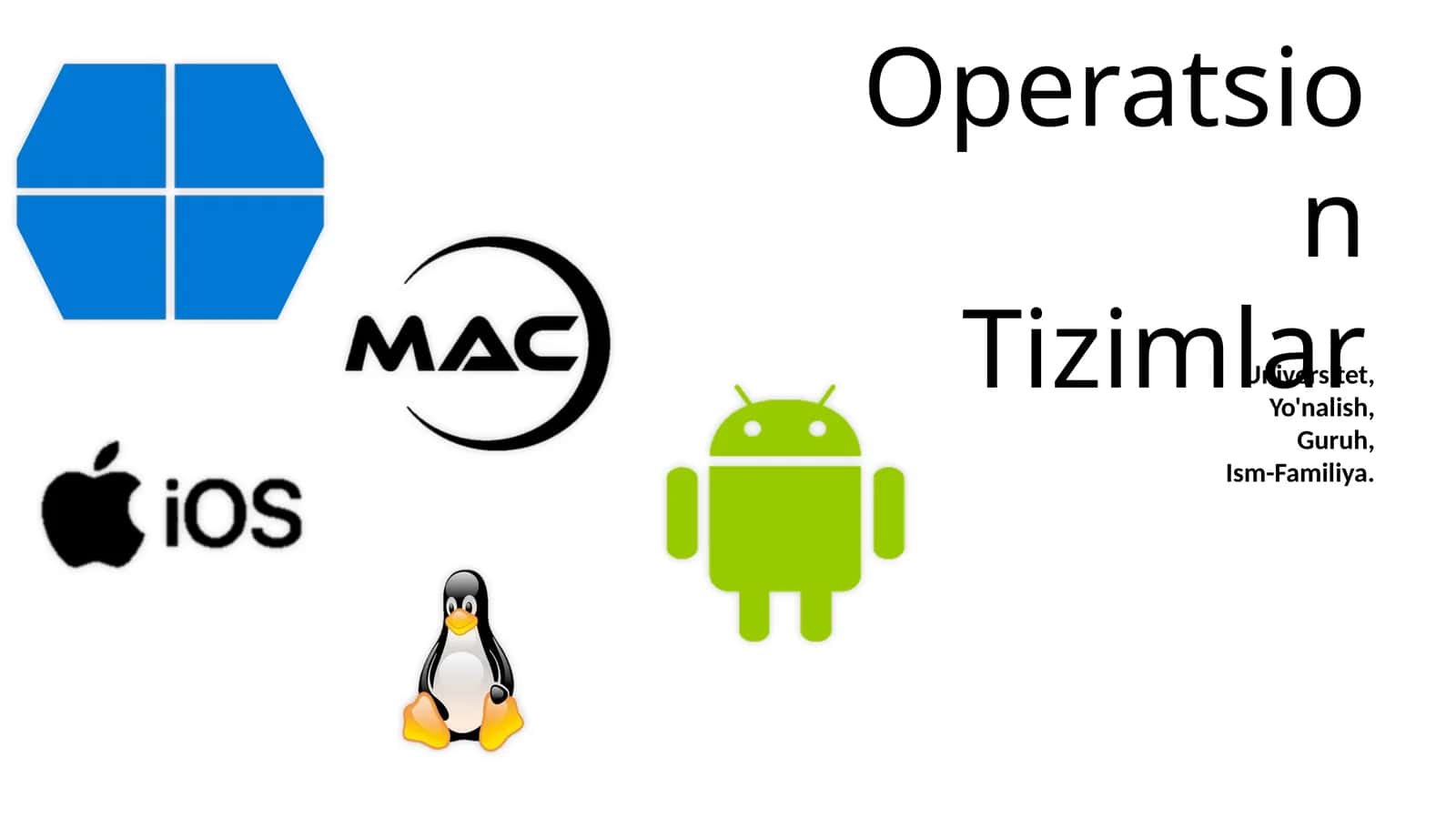 "Operatsion tizimlar" mavzusida taqdimot (prezentatsiya)