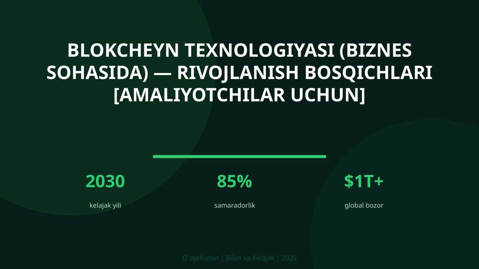 Blokcheyn Texnologiyasi (Biznes Sohasida) - Rivojlanish Bosqichlari [Amaliyotchilar Uchun]