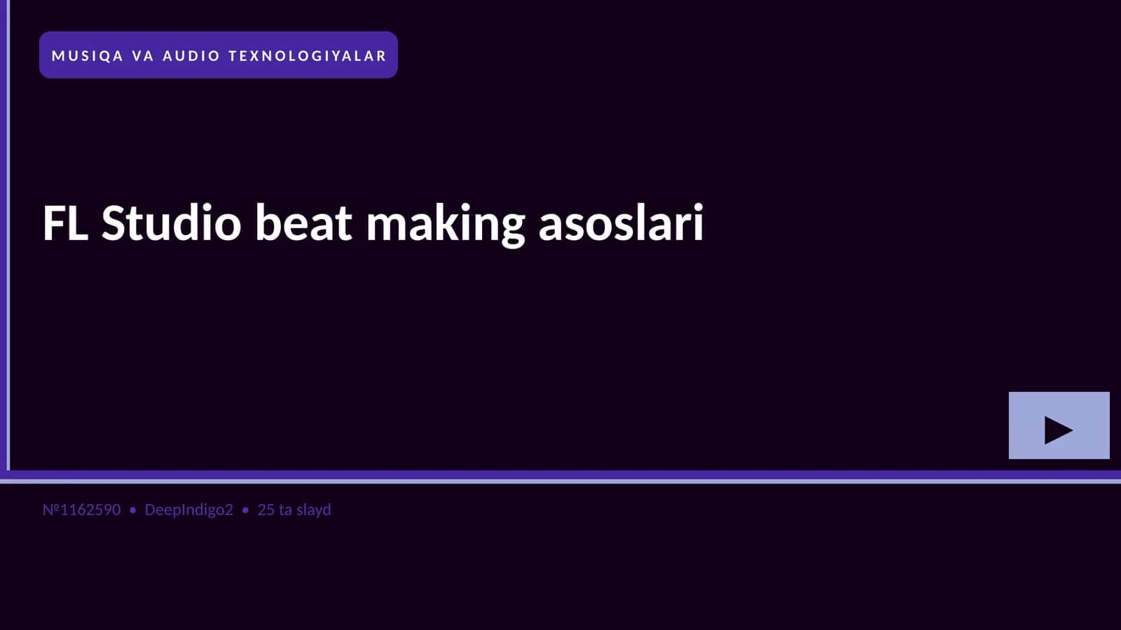 MUSIQA VA AUDIO TEXNOLOGIYALAR