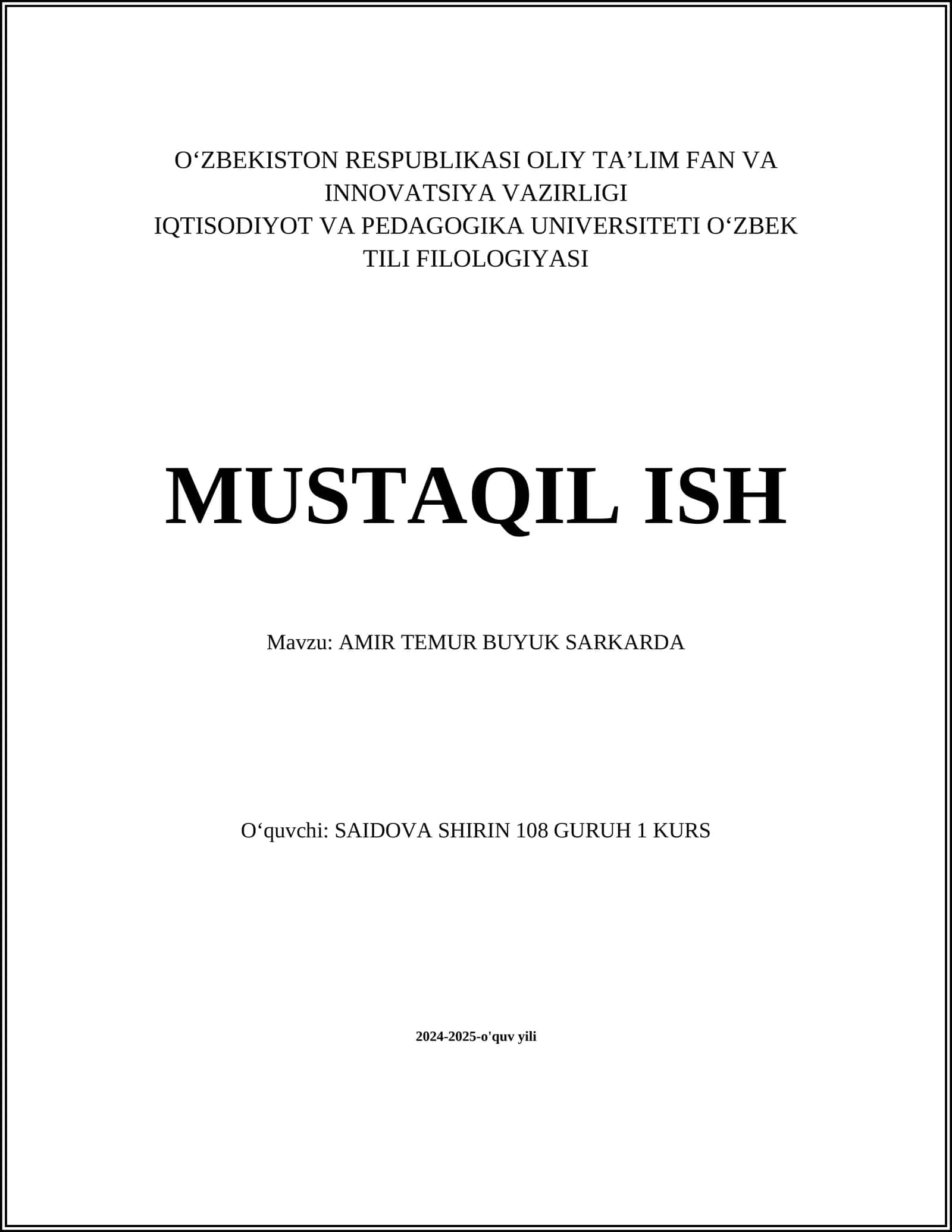 AMIR TEMUR BUYUK SARKARDA