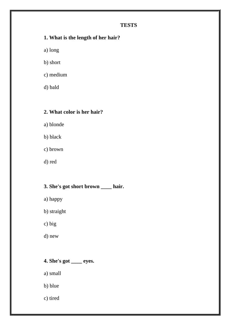 TESTS English 1