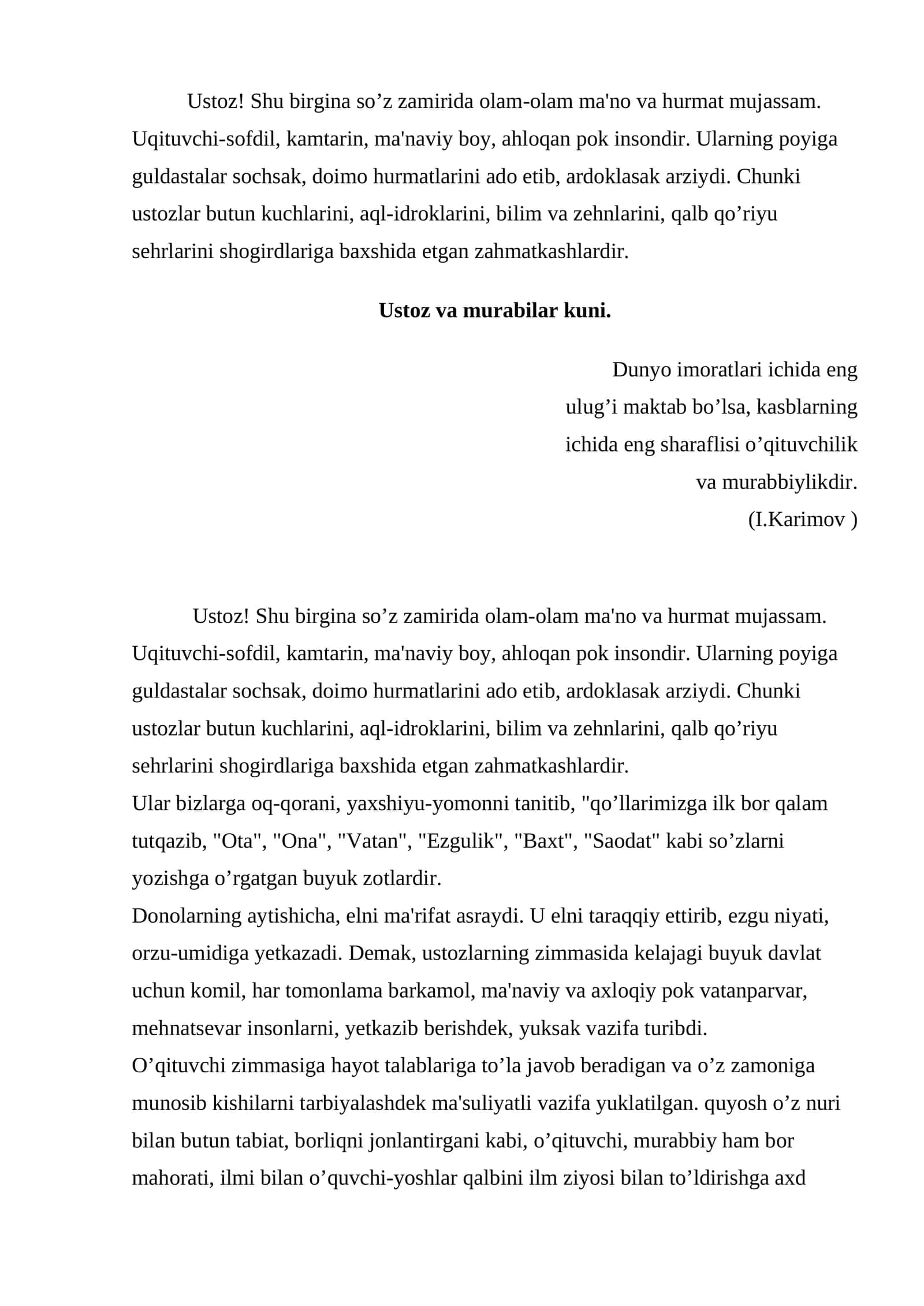 Ustoz va murabilar kuni