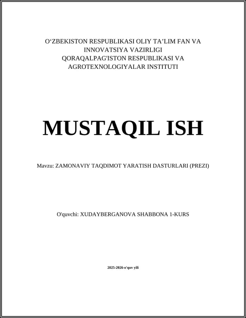 ZAMONAVIY TAQDIMOT YARATISH DASTURLARI (PREZI)